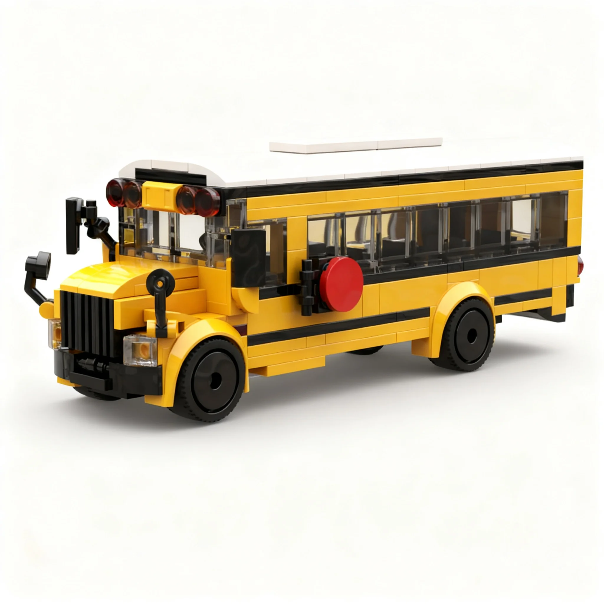 284pcs MOC City Traffic School Bus A-Series Model Building Blocks Toys Creative Birthday Idea Art Display DIY Assemble Education