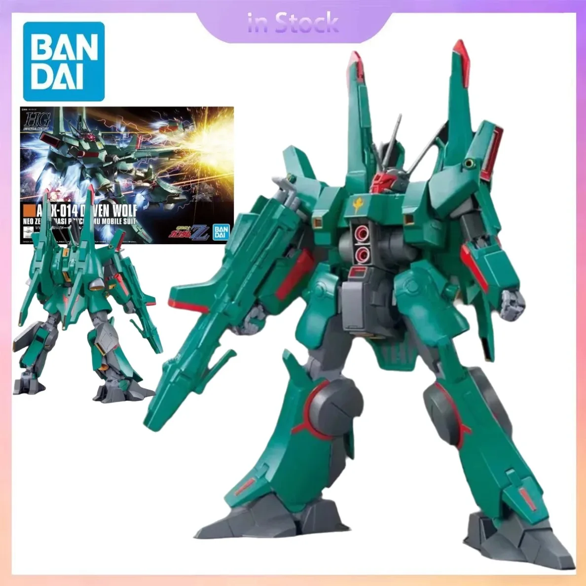

In Stock Original Bandai Genuine HGUC 1/144 AMX-014 Doven Wolf Gundam Anime Collection Action Figure Model Kit Gift for Boy girl