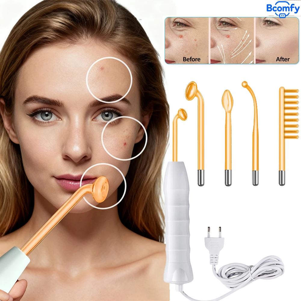 المحمولة عالية التردد آلة الوجه العلاج الكهربائي العصا القطب الزجاجي أنبوب الجلد التجاعيد جهاز الوجه أدوات العناية بالبشرة