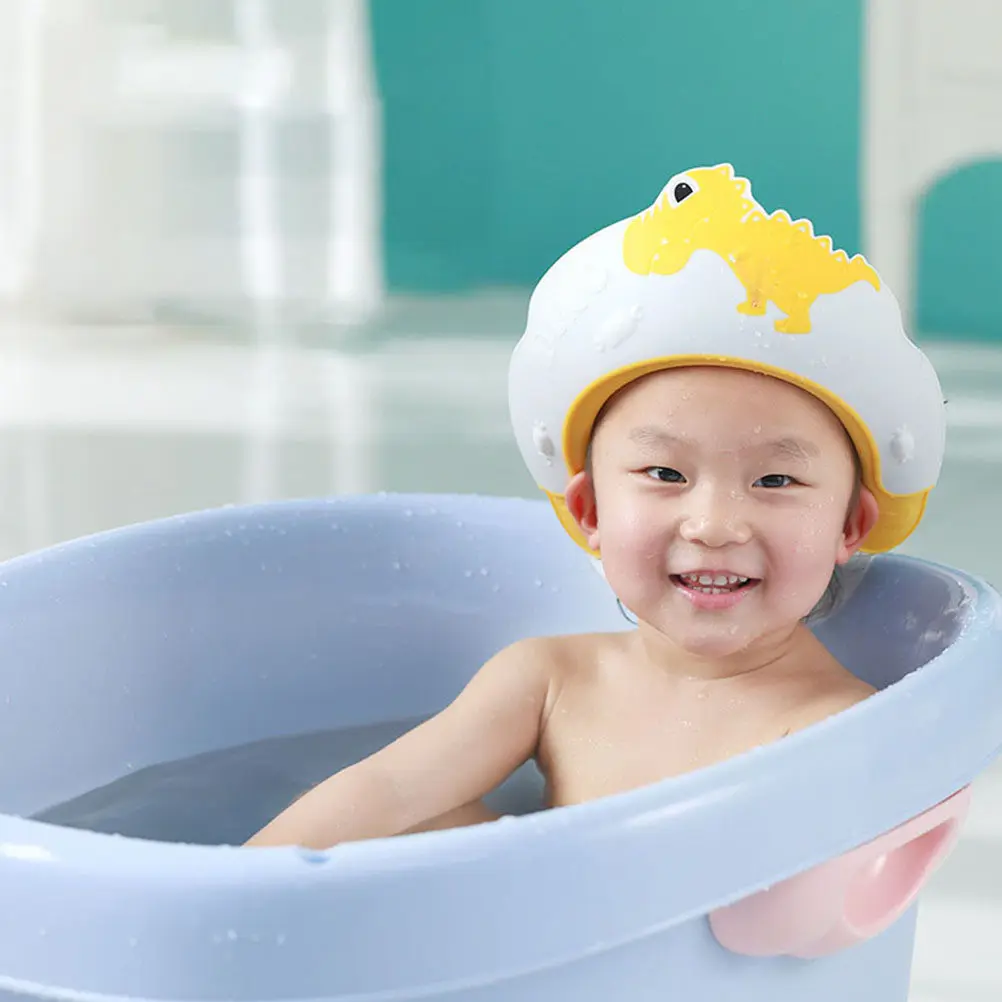 

2Pcs Toddler Shower Hat Dinosaur Style Baby Shampoo Cap Water Resistant Bathing Shield for Infant Hair Wash Safety