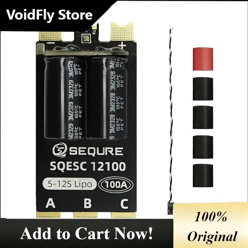 VoidFly SEQURE 12100 Brushless ESC BLHeli 32 AM32 5-12S LiPo Battery 100A Power Supply for Model Aircraft Model Boats RC Vehicle
