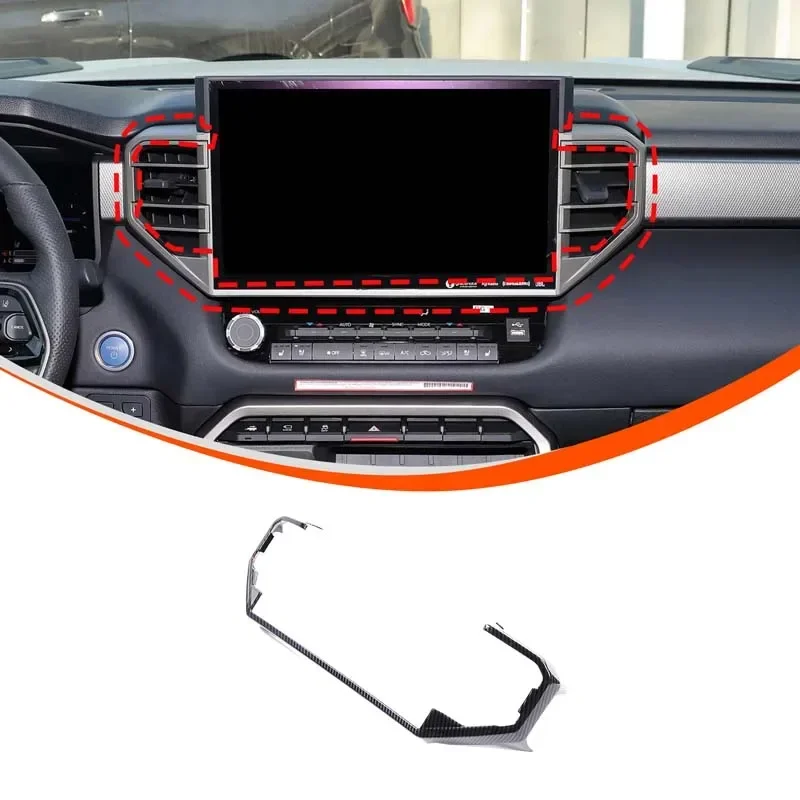 

For Toyota Sequoia 2023-2024 ABS Carbon Fiber Car Center Console Air Outlet Frame Cover Trim Sticker Car Accessories