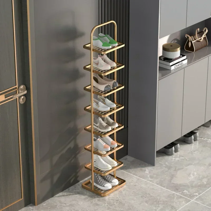 Light Luxury Multi-Layer Iron Art Shoe Hanger Double Pipe Wardrobe Organizer Enhanced Load Bearing Modern Design Home Storage