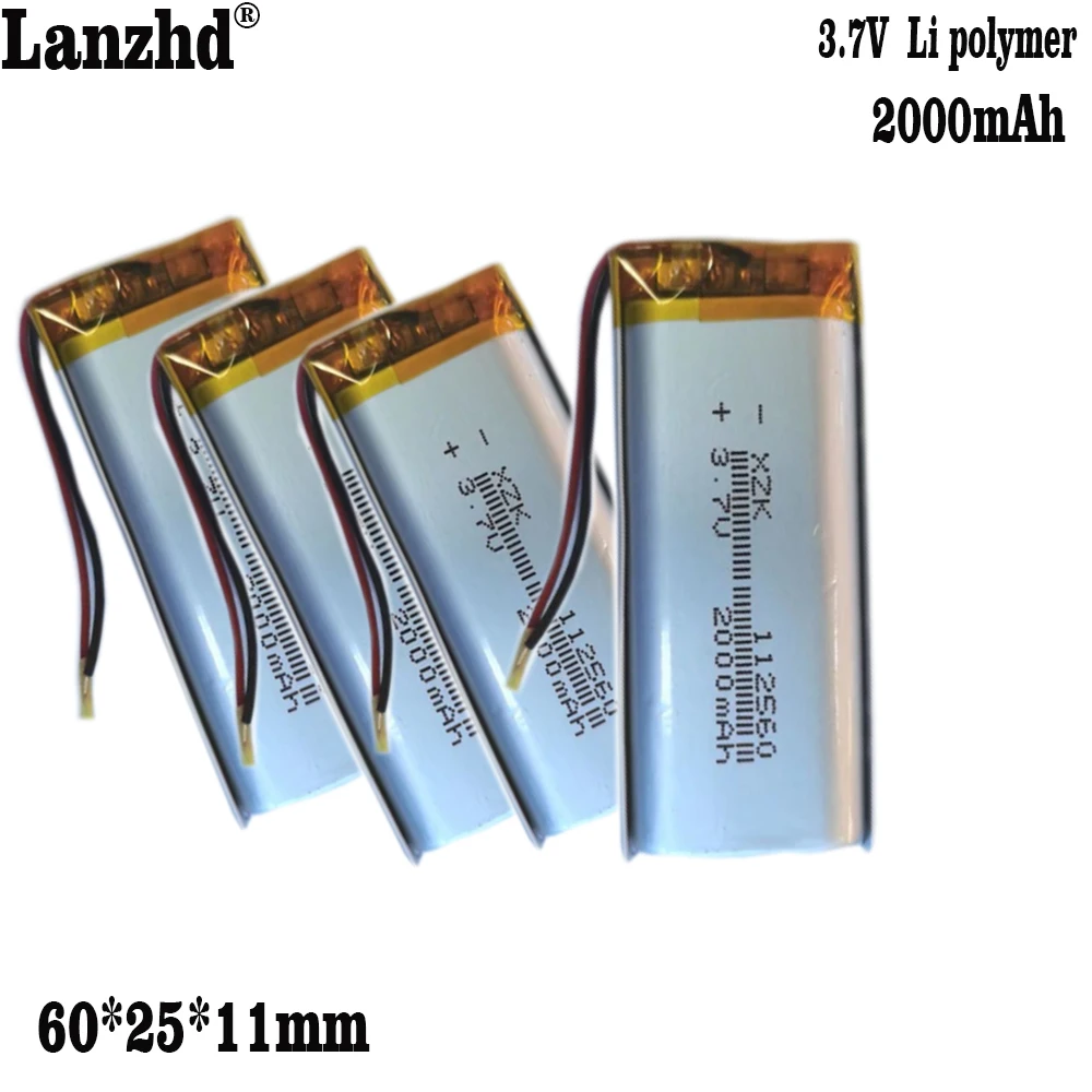 1-10 sztuk 3.7V 2000mAh 112560 polimerowa bateria Lipo dla E-Book Power Bank Monitor odtwarzacz wideo płyta MID przenośny DVD Tablet PC