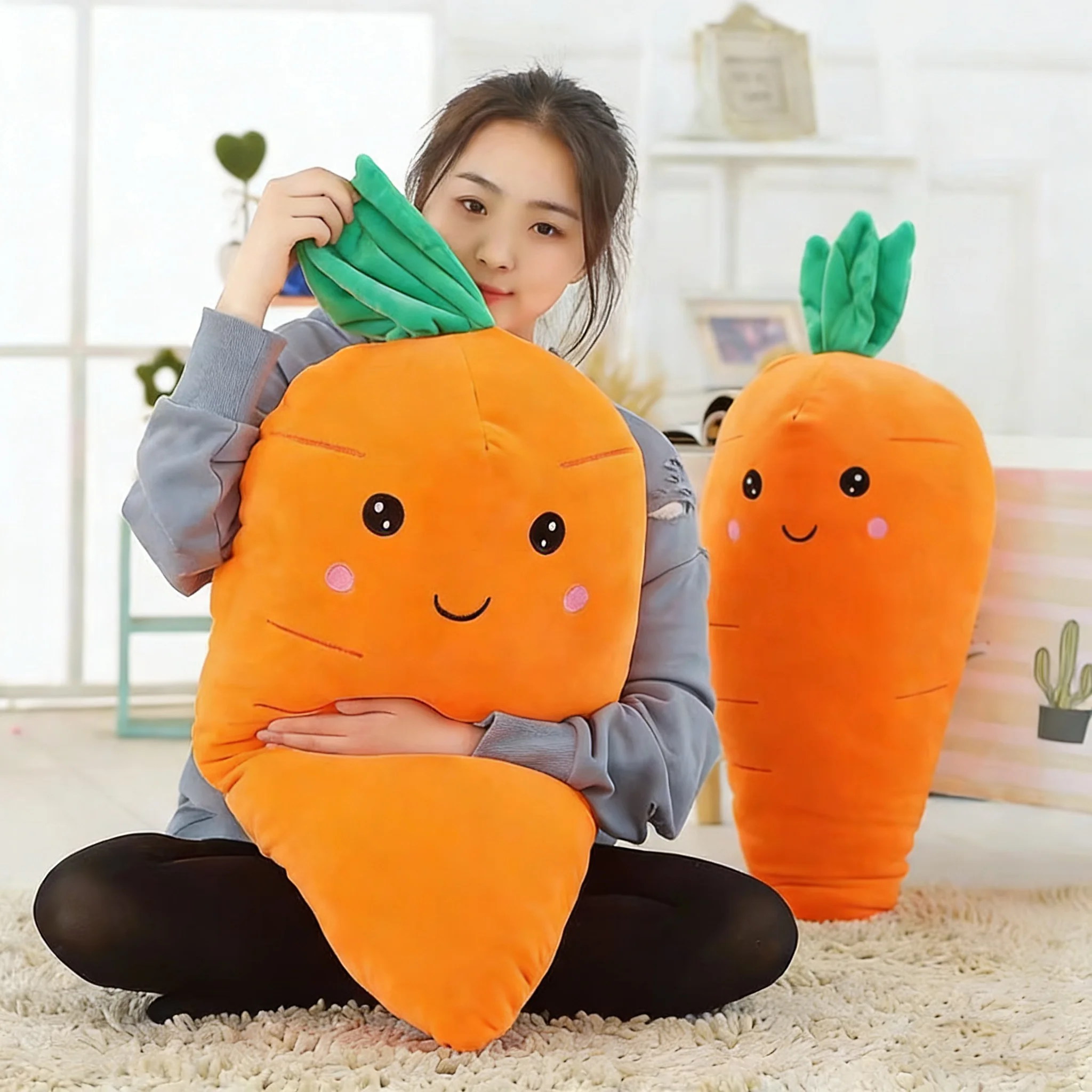 1pc grande simulação criativa cenoura brinquedo de pelúcia super macio cenouras boneca travesseiro de pelúcia almofada plushie bonecas crianças presente aniversário