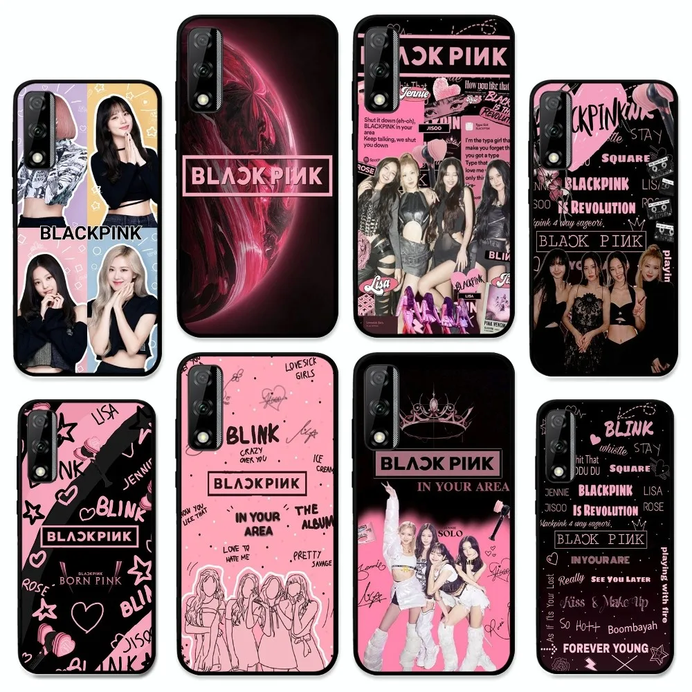 Kpop-B-Black Fashion P-Pinks Phone Case For Huawei Y9 6 7 5 Prime Enjoy 7s 7 8 Plus 7a 9e 9plus 8E Lite Psmart Shell