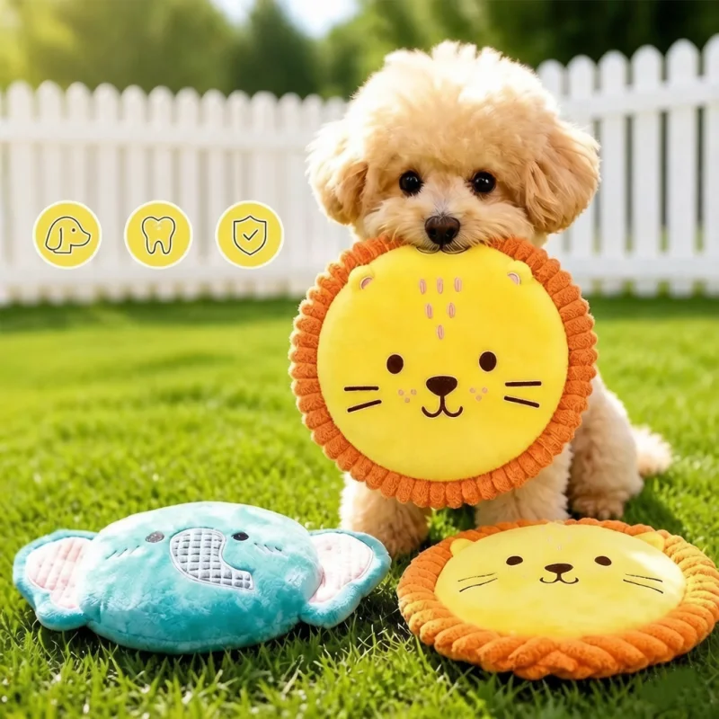 Flying Disc Dog Training Toy - Pet Toy Interactive Plush Squeaky Toy
