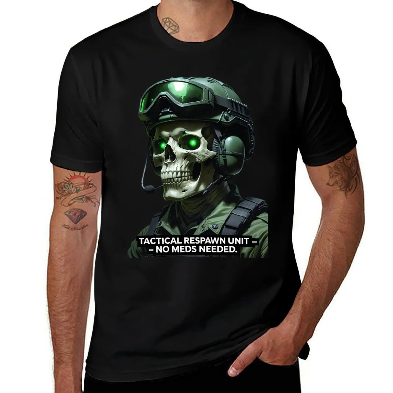 

Tactical Respawn Unit – Military Skull with Helmet and NVGs T-Shirt tees vintage anime shirt plain t shirts men