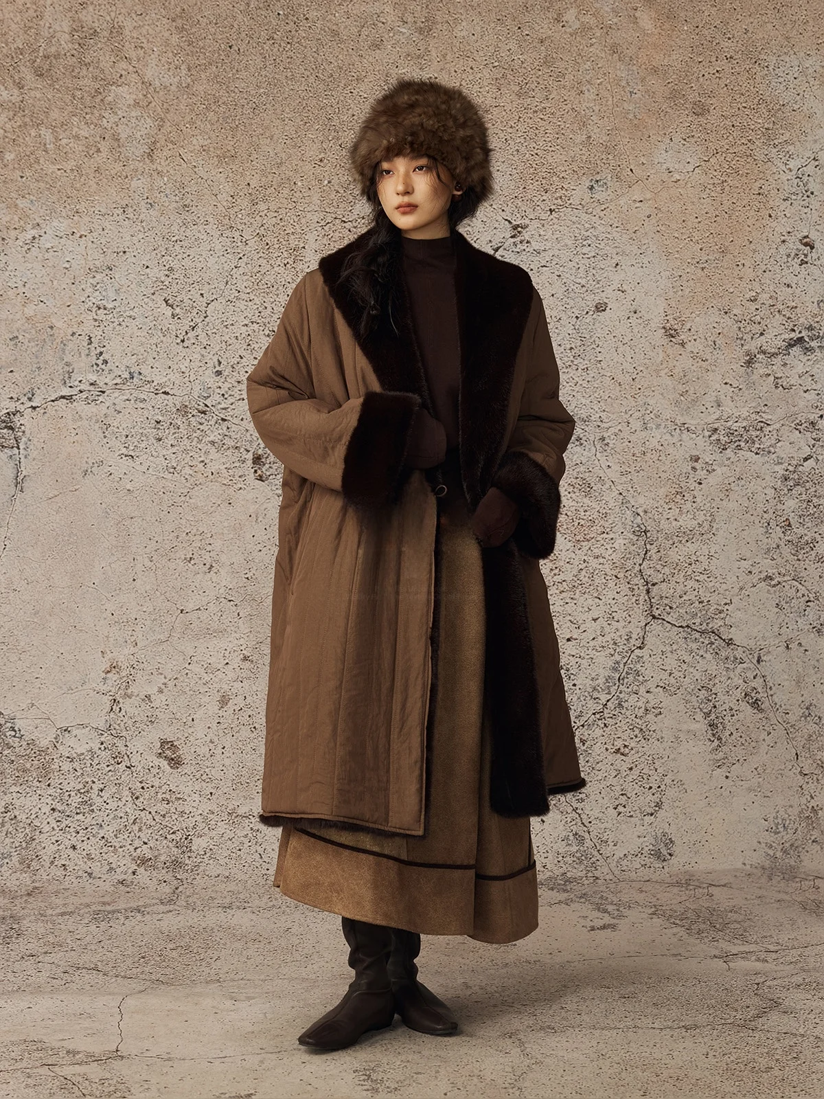 

alpw Fluffy Cotton Jaet Mid-Length Vintage Sle Loose Fit Women's Faionable Coat without Brand Name