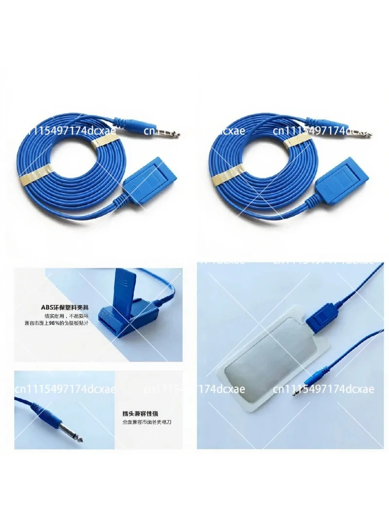 Universal Electrode Wire for Electrosurgical Knife, Neutral Plate Return Cable, Disposable Grounding Pad Connector
