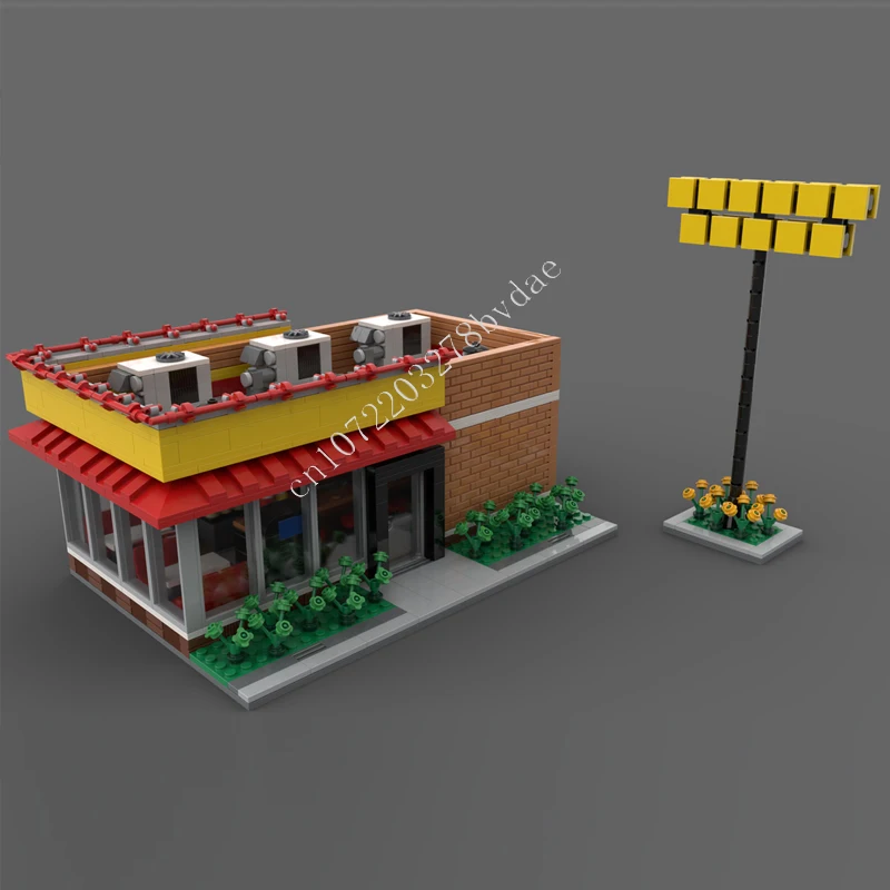 1394 Uds estación de casa de gofres MOC vista de calle creativa modelo de bloques de construcción arquitectura DIY juguetes de modelos educativos de ensamblaje