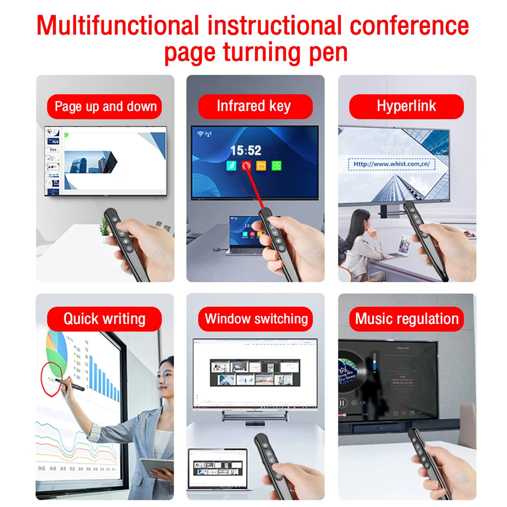 Wireless Powerpoint Pen Presentation Clicker With Capacitive Touch Pen USB Remote Control Flip Pointer For PPT Slide Advancer