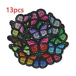 Patches de borboleta bordados para roupas, Bulk Sew, Ferro-on, Appliqued, Bonito, Designer, Pacote, 13Pcs por lote 10 principais vendas borboleta metal aplique - №9