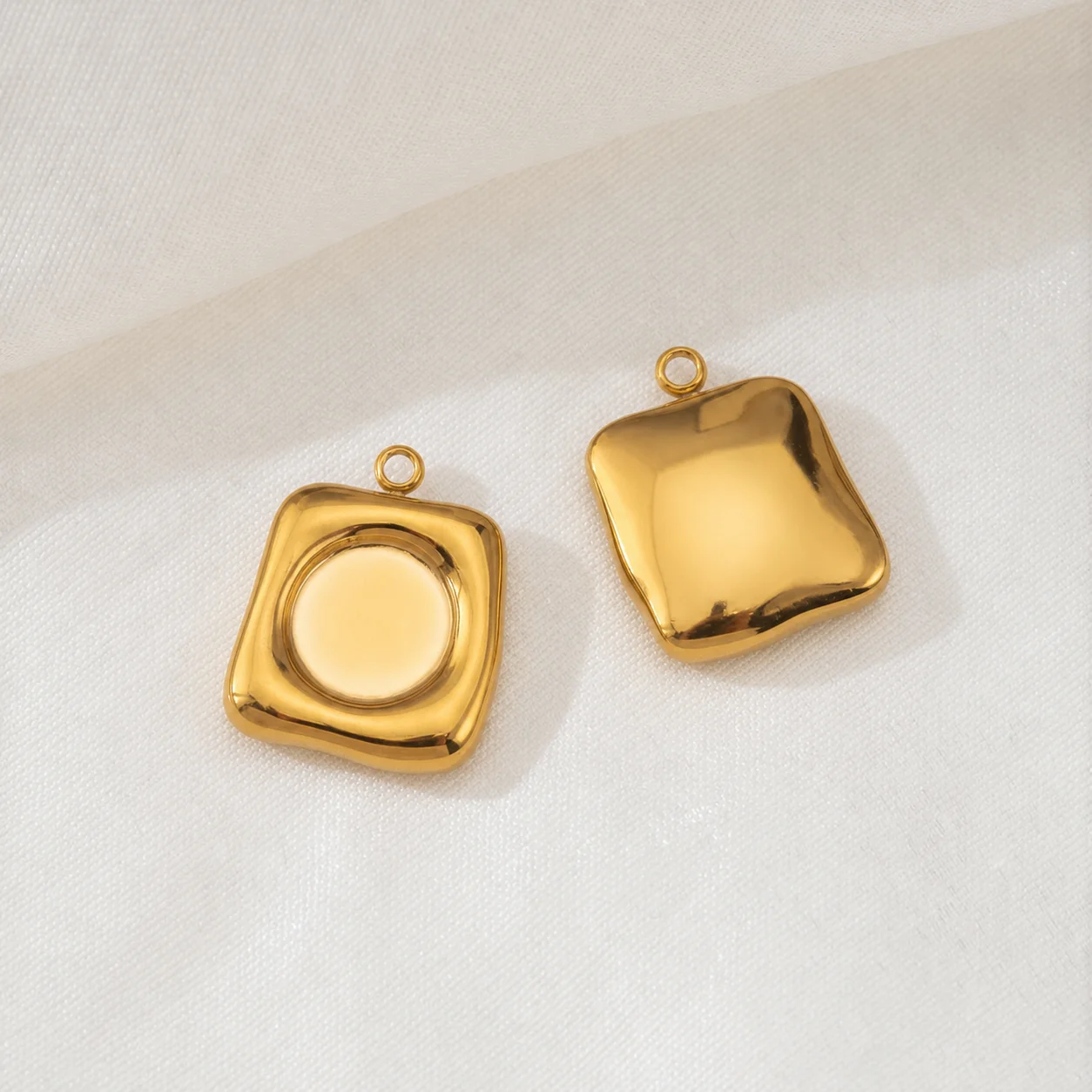 5 Stück Edelstahl-Anhängerrohlinge (rund, oval, quadratisch) für DIY-Charm-Halsketten und Schmuckherstellung – Detail 4
