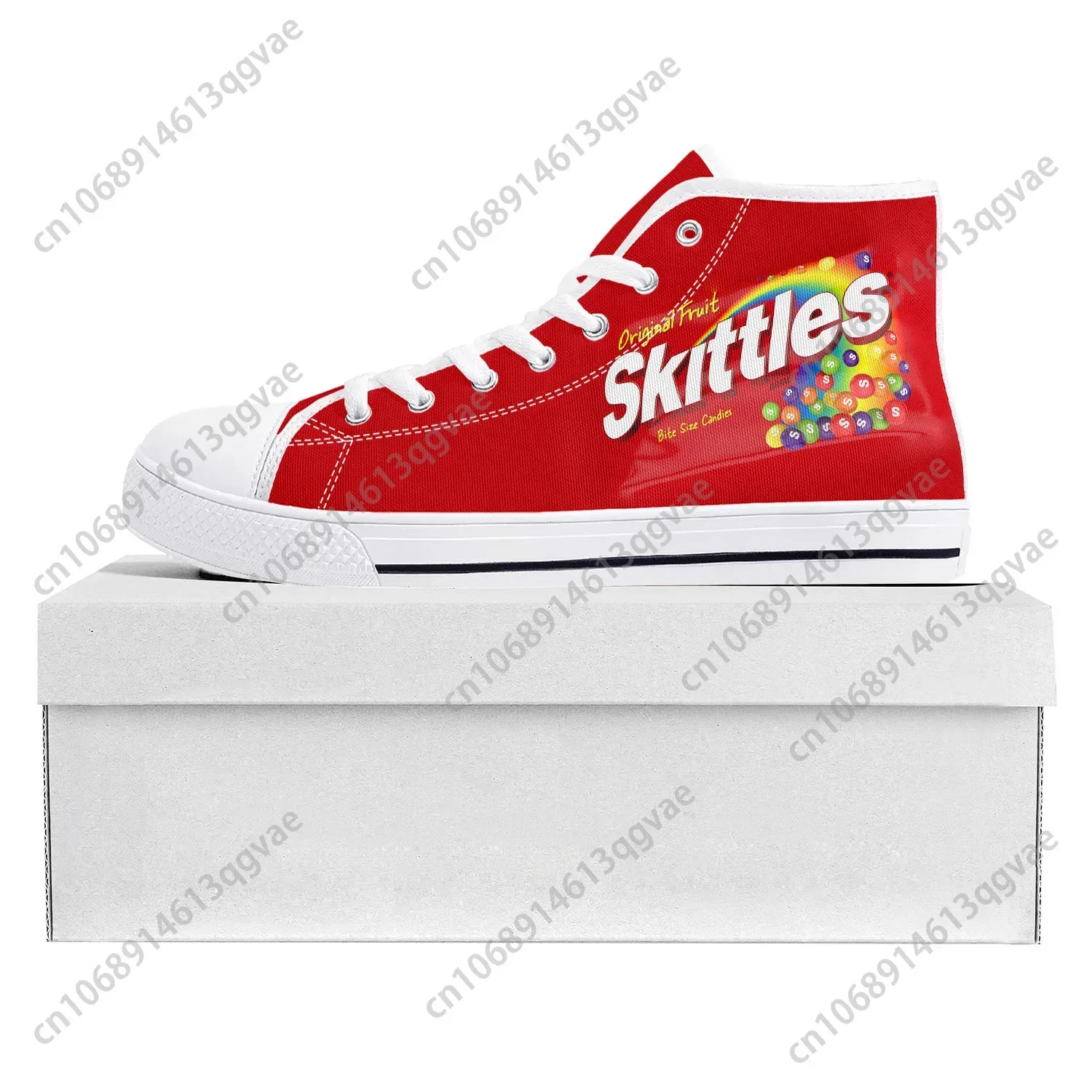 S-Skittles F-Fruity Candy High Top High Quality Sneakers Men Womens Teenager Canvas Sneaker Casual Couple Shoes Custom Made Shoe