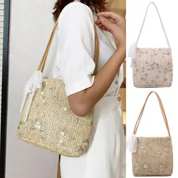 Women Shoulder Bag Summer Beach Straw Bags Large Capacity Handbags Female Woven Tote Bags