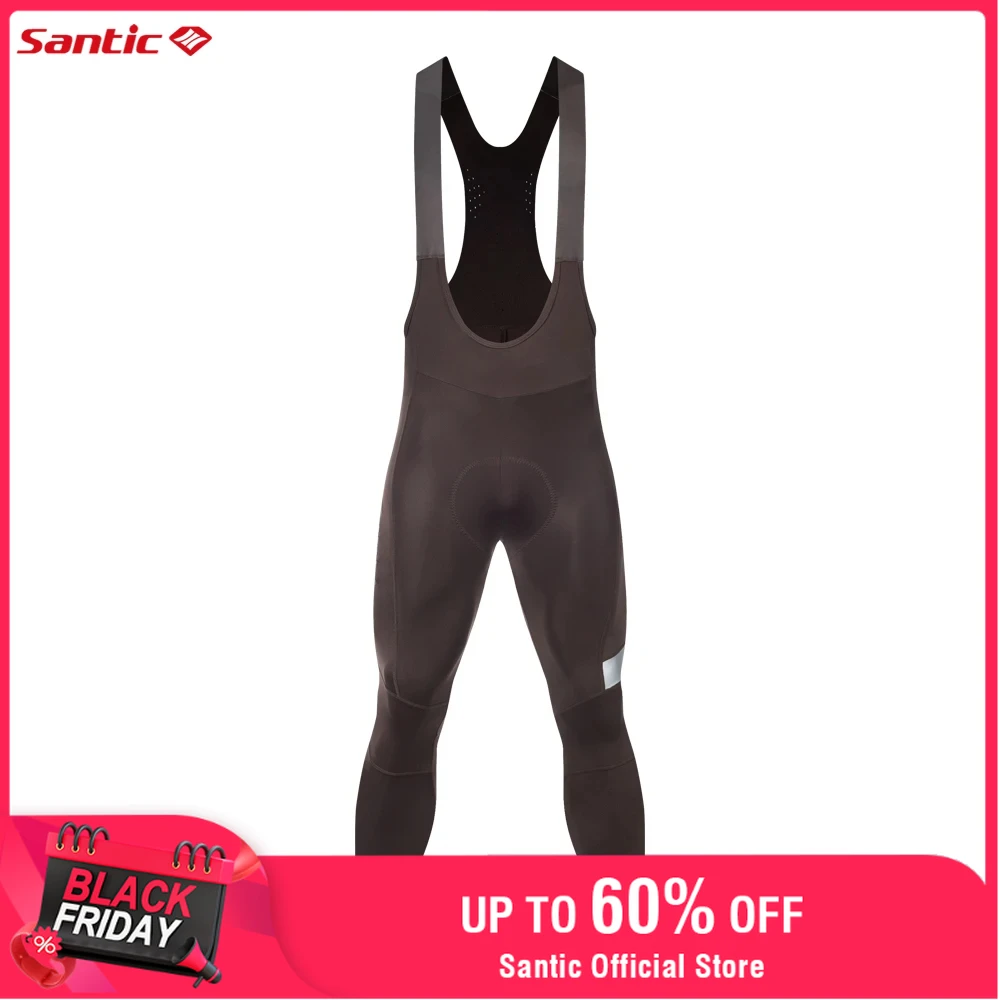 

Santic Men's Cycling Bib Pants Windproof Breathable Bicycle Pants Sponge Pad Cycling Bib Pants Reflective