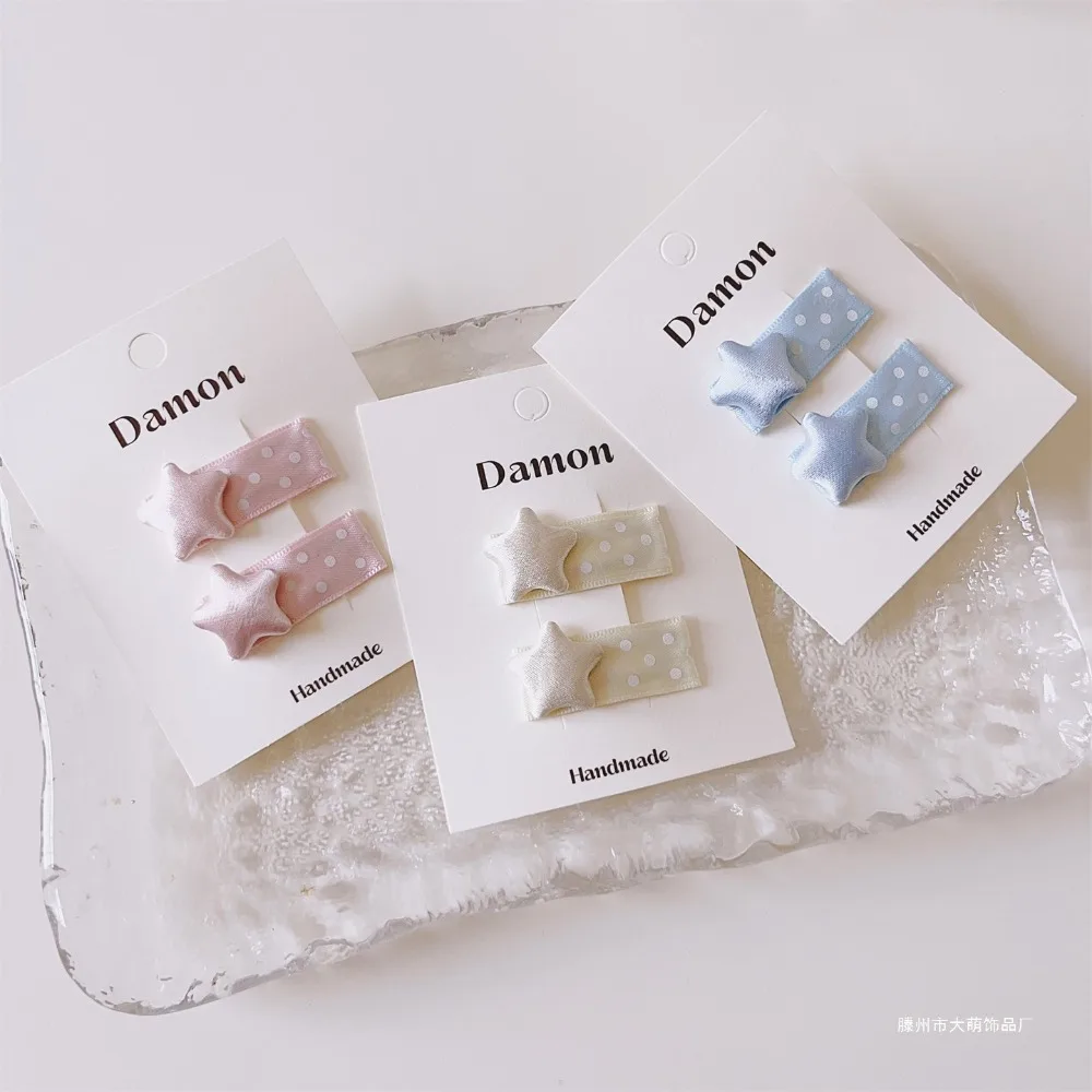 Bow Star Ribbon Decoration New Korean Kids Hair Clip Girl Simple Blue Pink Baby Bangs Side Clip