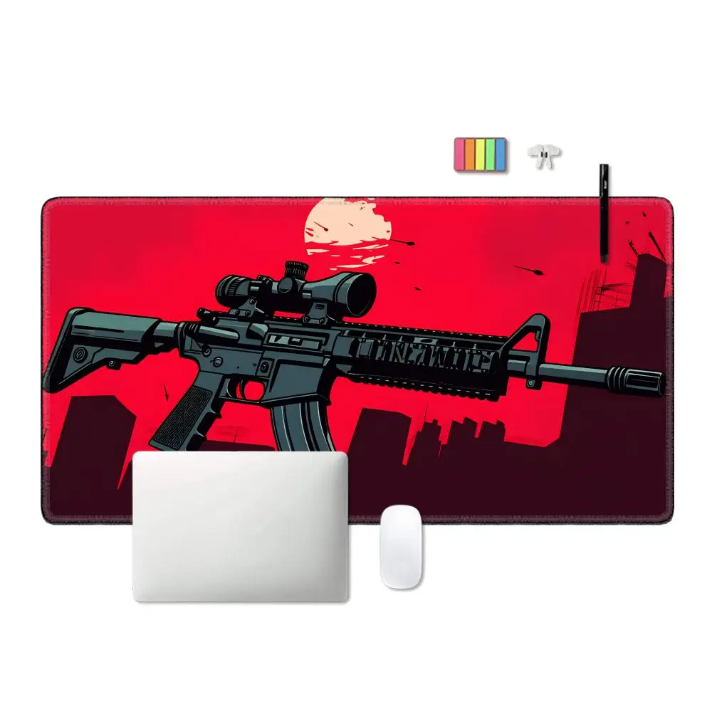 HYBXAXC Oil Paint Rifle Mouse Pad Computer Accessories Game Table Mats Rubber Anti-slip Gaming Keyboard Mousepads Desk Pads