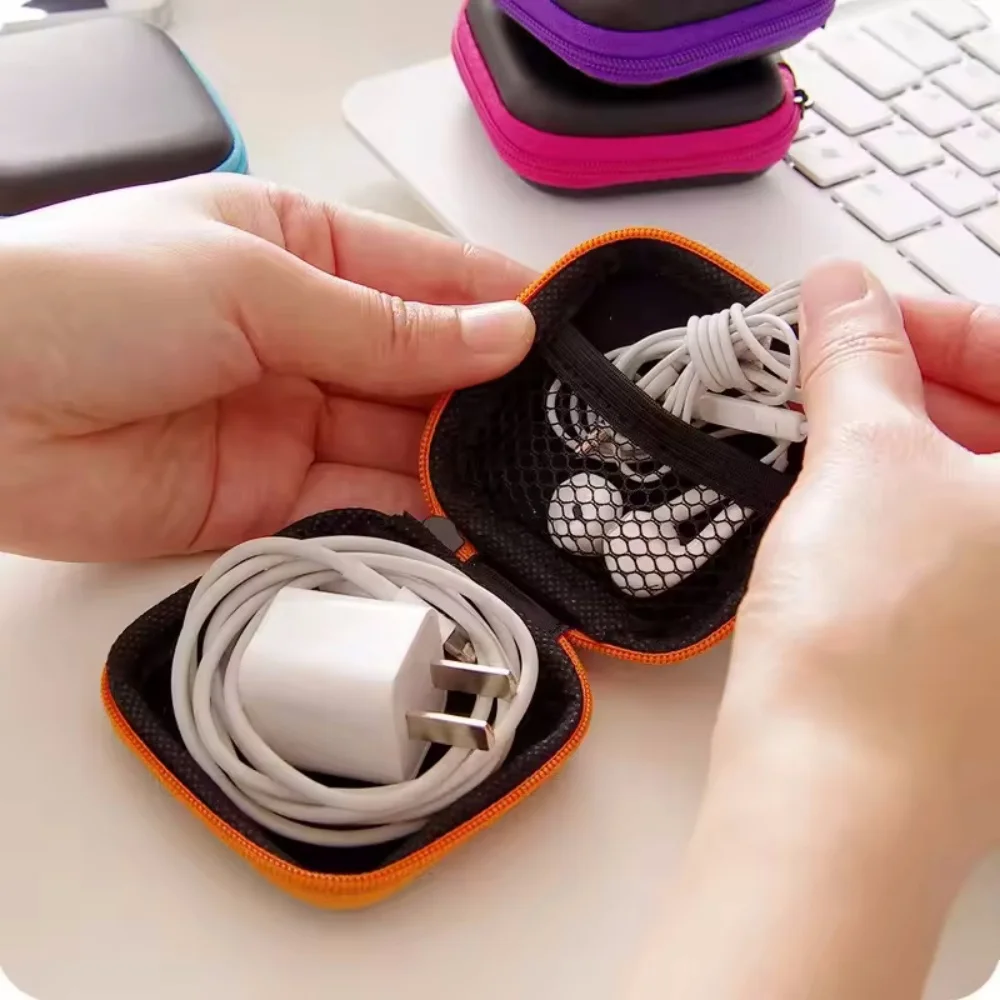 Earphone Case Portable Mini Zipper Headphone Bag Storage Box EVA Anti-Pressure Headset Data Cable Holder Headphone Carry Bag