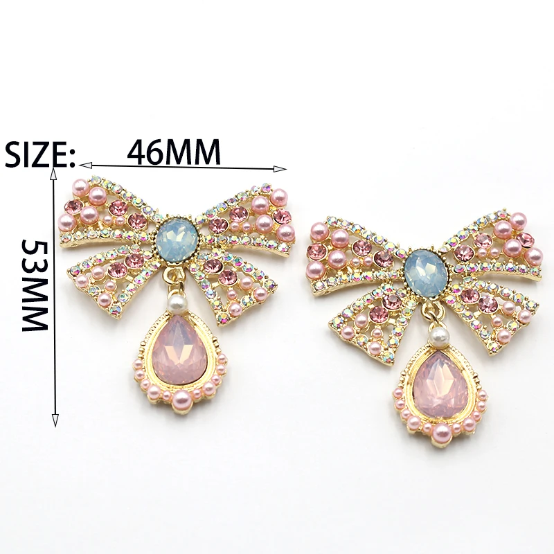 TYNUOMI2PCS53 * 46MM Alloy Diamond Protein Pearl Suspension For Earrings, Bow hair Accessories, Clothing Necklace Decoration, Ac