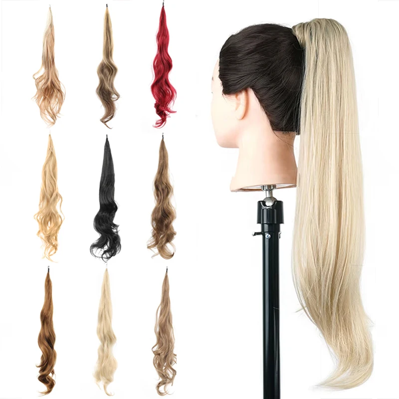 

32 inch ultra long synthetic ponytail wig with high-level hair extensions and curls