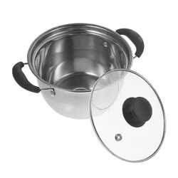 18Cm Single Stainless Steel Double Handle Soup Pot Stockpot Cooking Pans Saucepan Small Milk Pan Silver Heat Resistant Soup