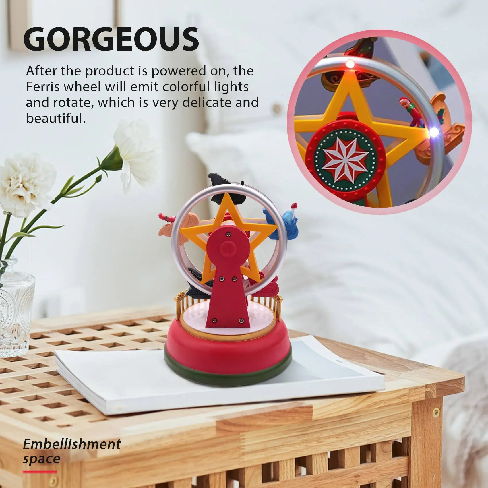 

Xmas Glowing Music Carousel Ferris Wheel Christmas Gifts Christmas Eve Gifts Christmas Ornaments Home Decoration Gifts-HGSW