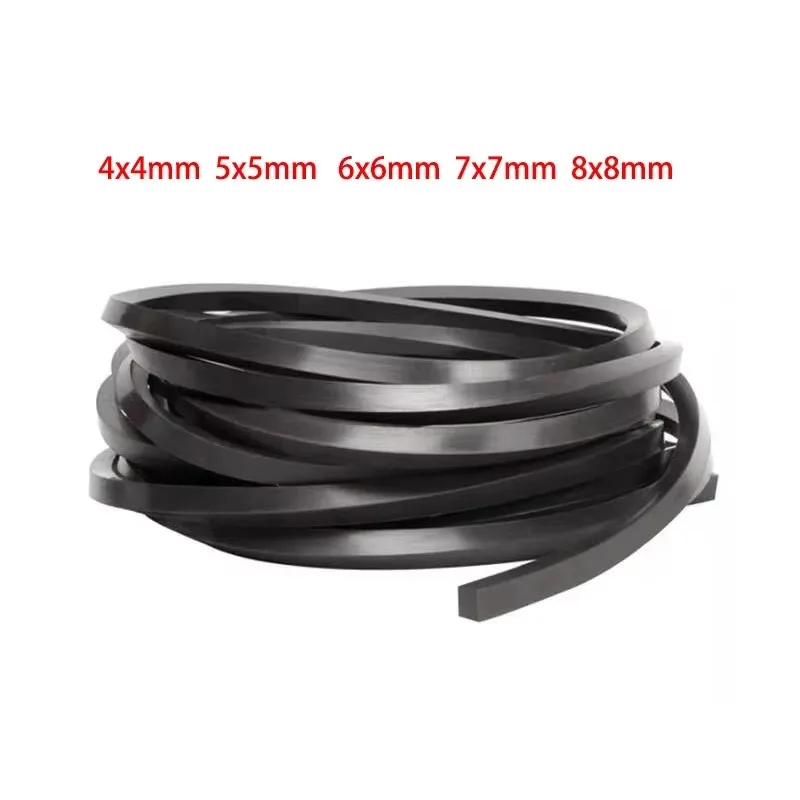 4mm 5mm 6mm 7mm 8mm Square Fluorine Rubber Strip Black Chemical Resist High Temp Oil Fluororubber Cord Seal FKM Sealing Strips