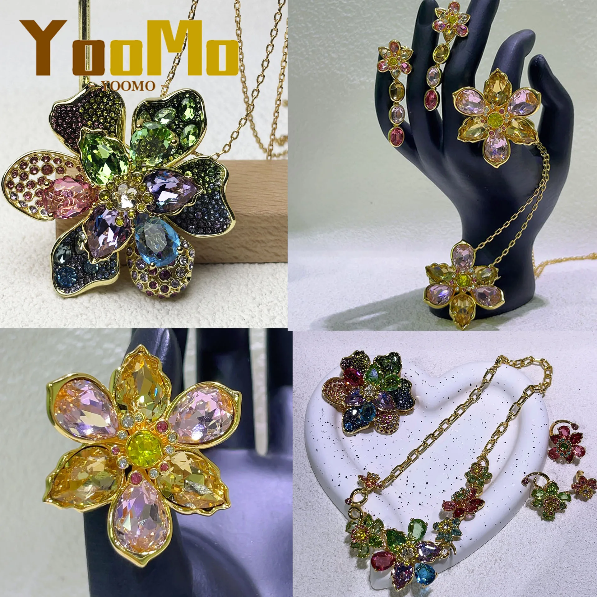 

2026 New Flower Hot Sale Trendy Zircon Crystal Earrings Fashion Luxury Jewelry Pink Yellow Gift for Women Christmas Accessories