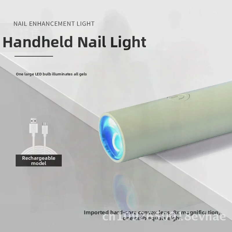 Portable Handheld Nail Art Phototherapy Lamp Quick-Drying Small Machine for Nail Salon Baking - Rechargeable Pink/White/Green