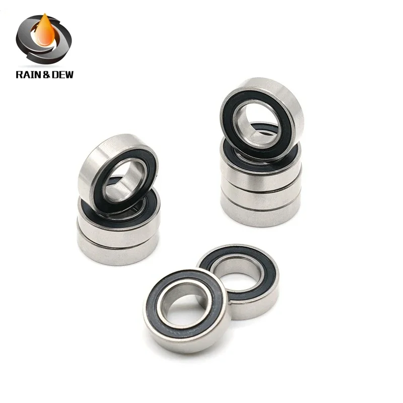 2PCS 3801-2RS Bearing 12*21*7 mm 3801 2RS Double Row Sealed 3801 RS Angular Contact Ball Bearings