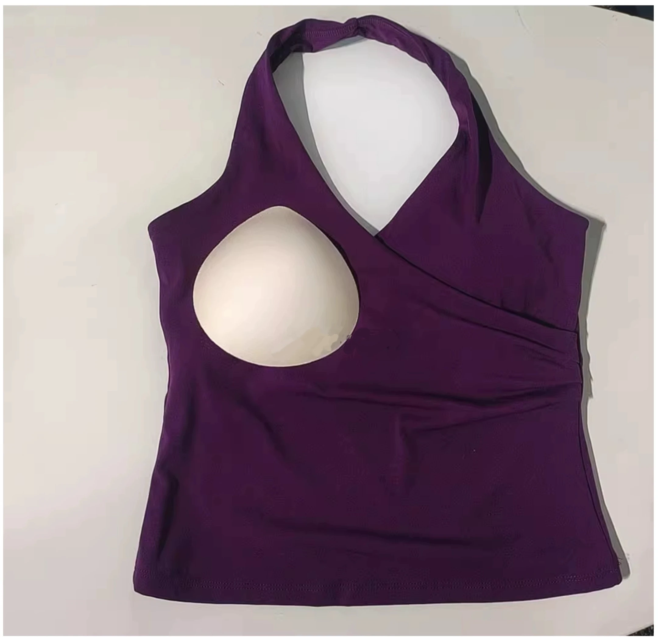 Sexy V-Neck Halter Yoga Tank Top with Built-In Padded Bra, Women’s Sleeveless Quick-Dry Sheer-Look Sports Fitness Outerwear image 6