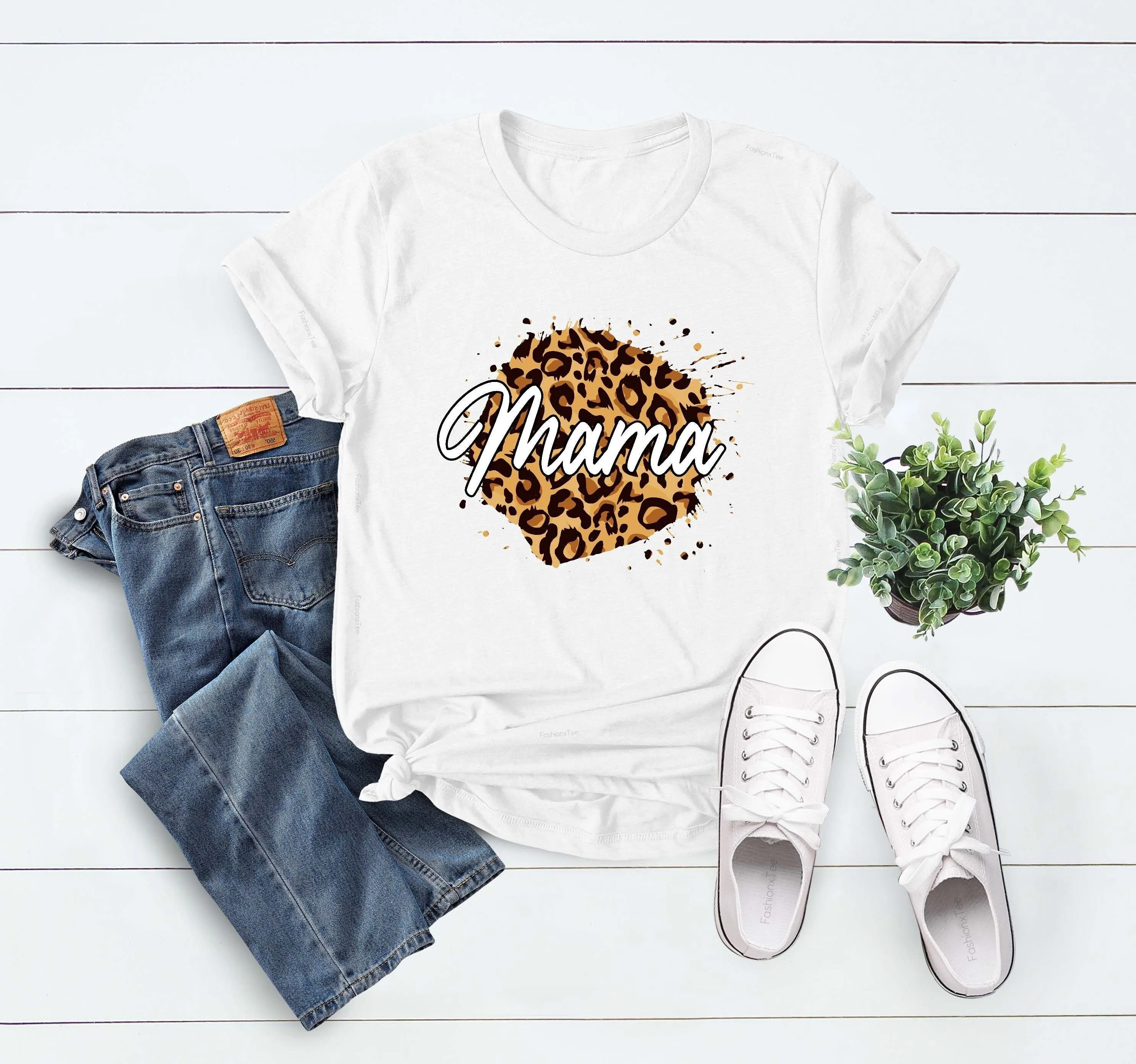 Leopard Mama Life T Shirt Mom Mothers Day Xmas For