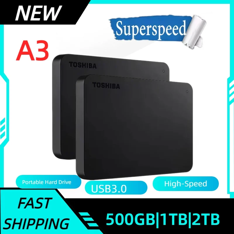 

2026 New A3 HDTB410YK3AA Canvio Basics 500GB 1TB 2TB 4TB Disco Rígido Externo Portátil USB 3.0, Preto For Toshiba