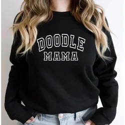 Złota Doodle Mama bluza Doodle Mama bluza z kapturem damska z długim rękawem bluzy z wycięciem pod szyją bluzy z grafiką swetry na co dzień Top