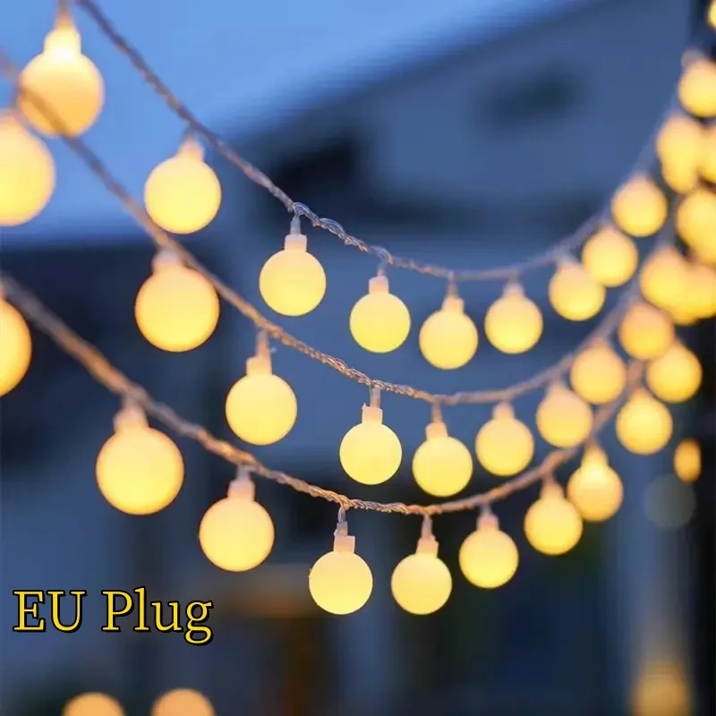 الاتحاد الأوروبي التوصيل بالطاقة Led الكرة سلسلة أضواء في الهواء الطلق غلوب الجنية ضوء لسلسلة ضوء الزفاف الزخرفية ، خيمة زينة عيد الميلاد #1