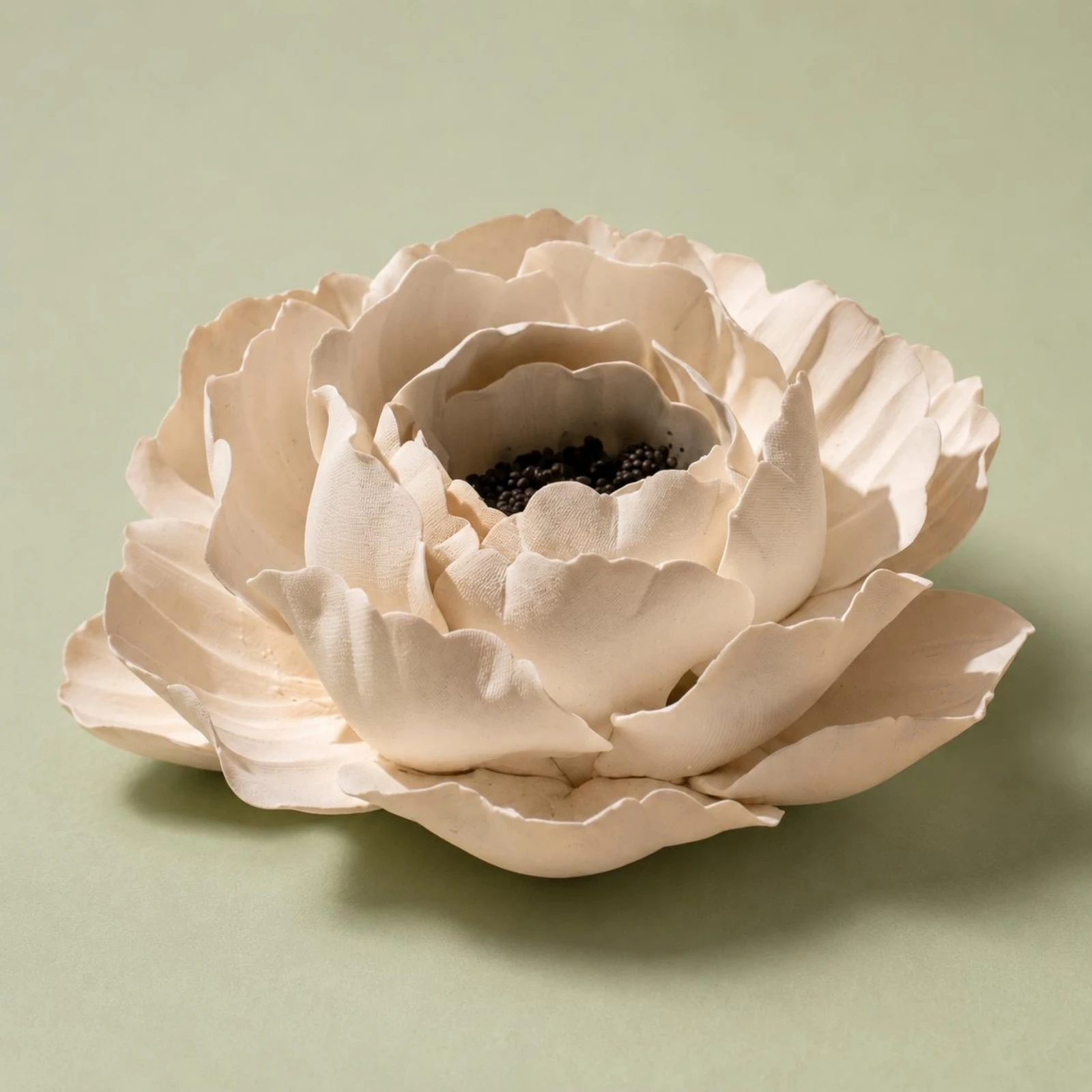 Flower-Shaped Incense Holder Layered Petal Ceramic Flower Burner Ceramic Incense Holder Textured Home Decor Compact
