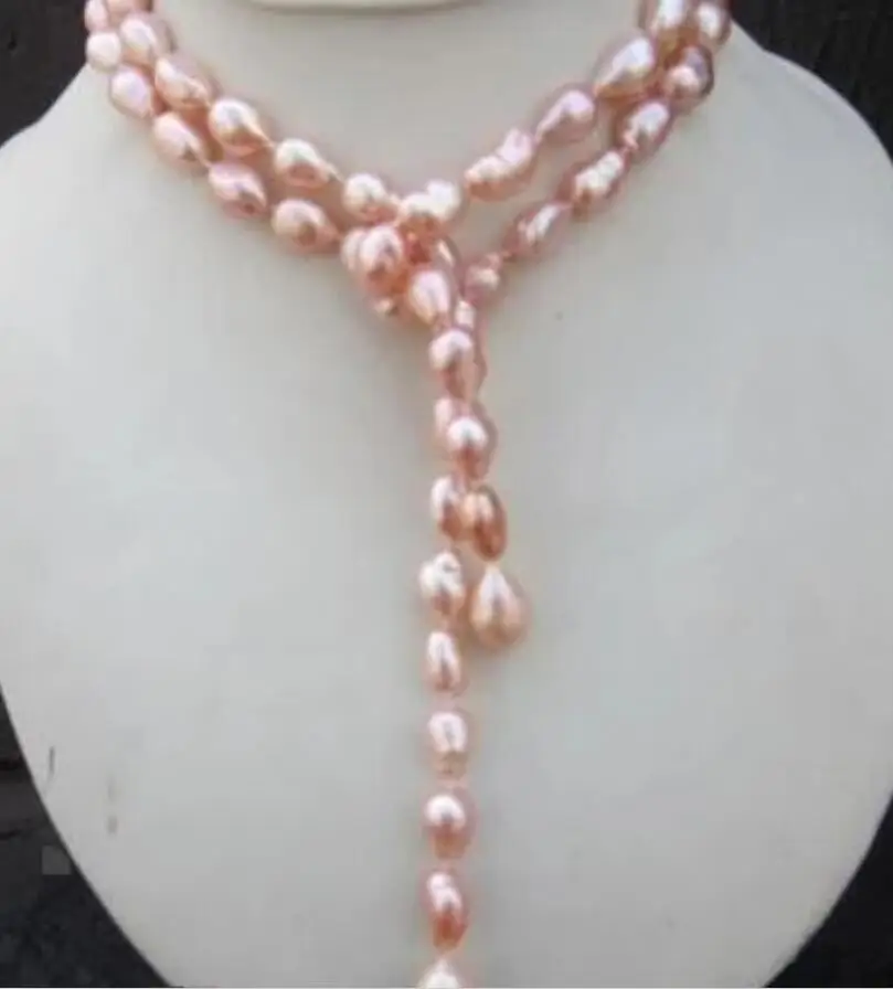 

elegant 11-12mm south sea baroque gold pinkpearl necklace 42inch