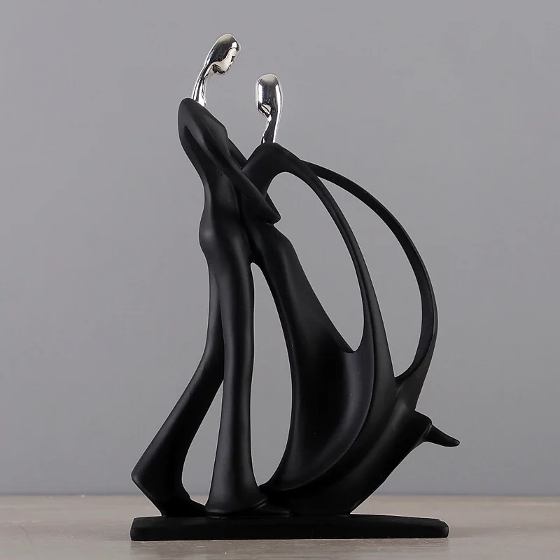 Modern abstract black Human sculpture statue resin jewelry home decoration accessories gift geometry Couple