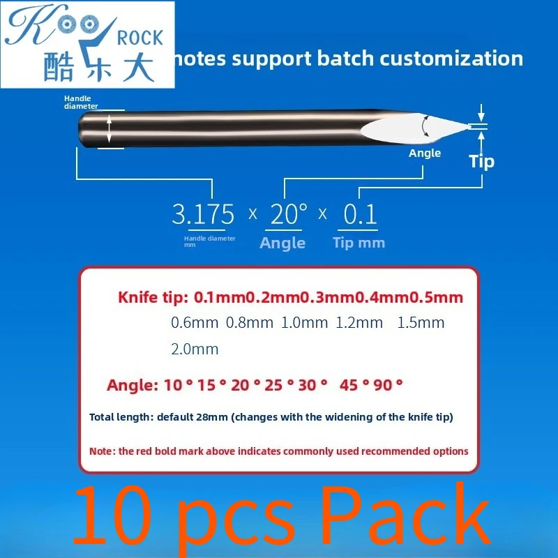 

10pcs pack High Precision 3.175 Triangular Engraving Cutter CNC Router Bit for Jade Carving