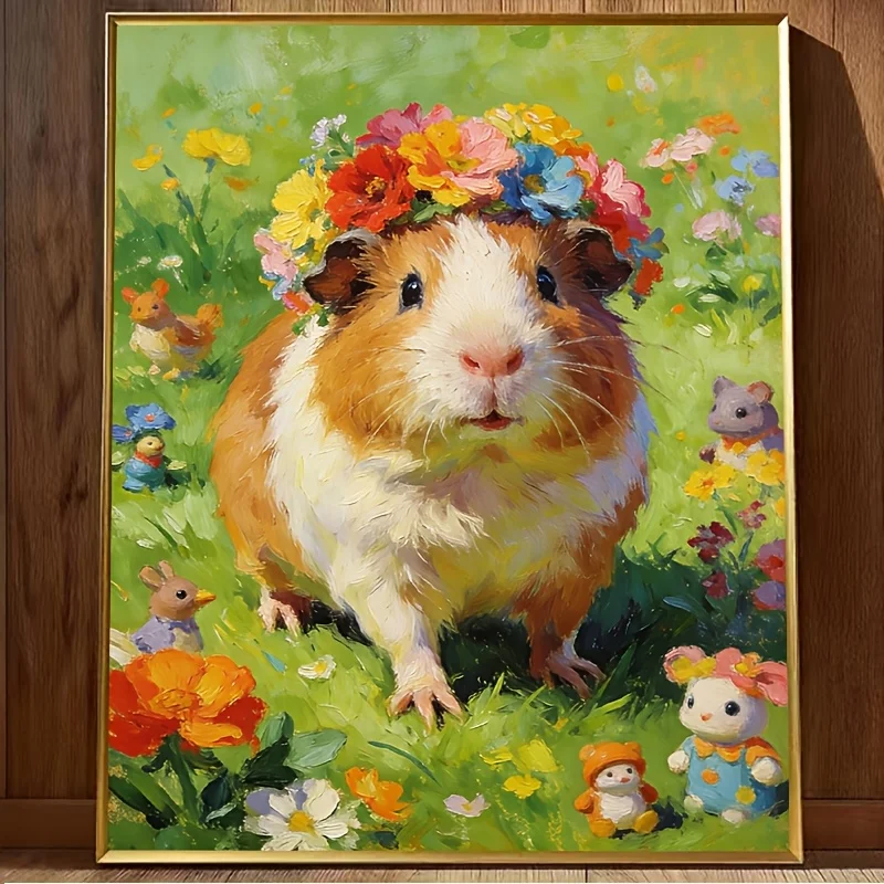 500/1000/1200/2000 Teile Puzzle für Erwachsene Meerschweinchen mit Blumenkranz, Puzzle-Gehirntraining-Spiel Geschenk Heimdekoration