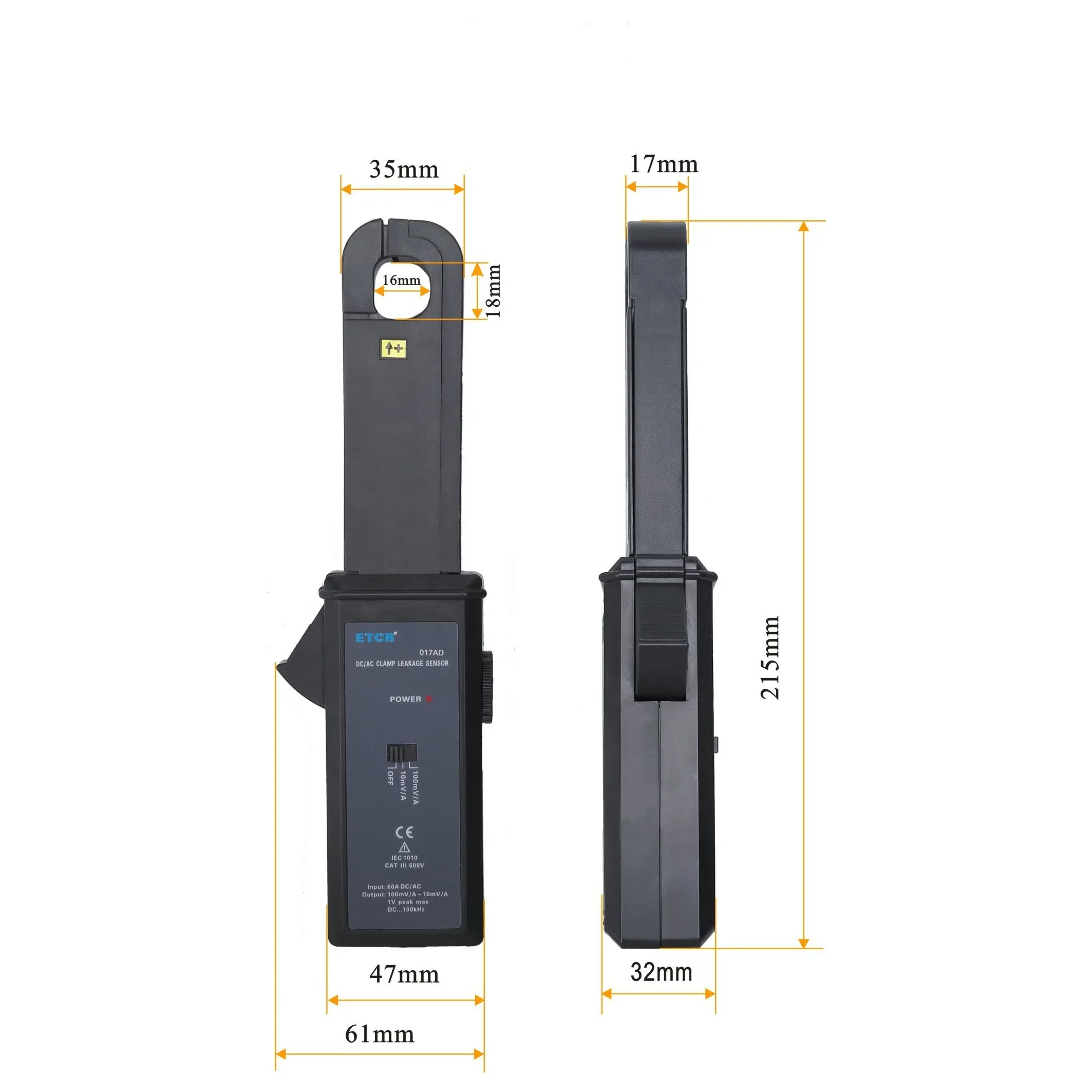 ETCR017AD 클램프 미터 AC 전류 누설 측정 AC/DC 클램프 누설 전류 센서