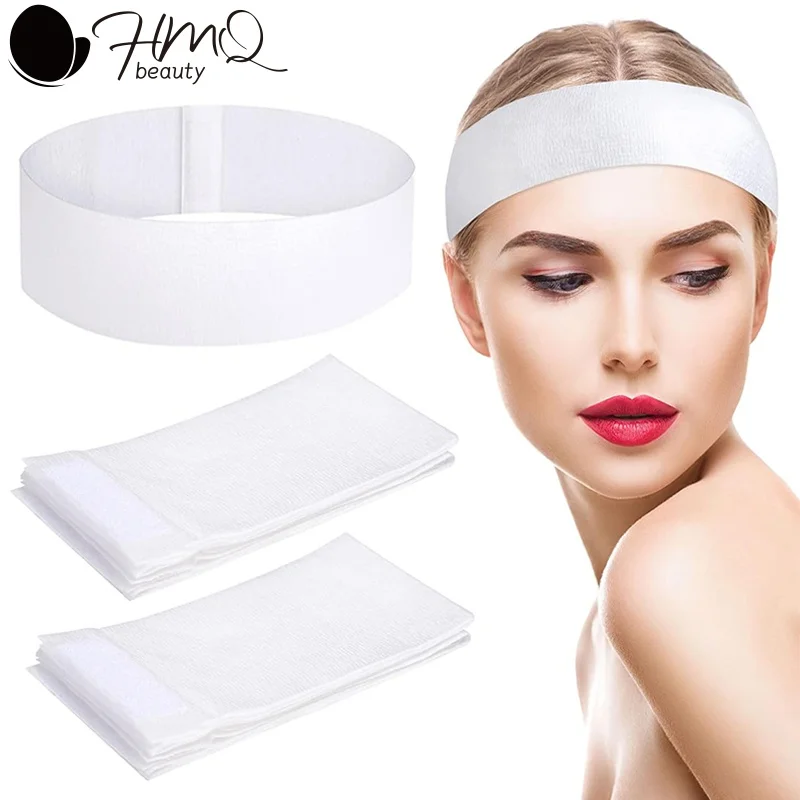 100/50/10pcs Disposable Spa Headbands Elastic Non-Woven Fabric Hair Bands for Women Makeup Soft Skin Care Esthetician Supplies