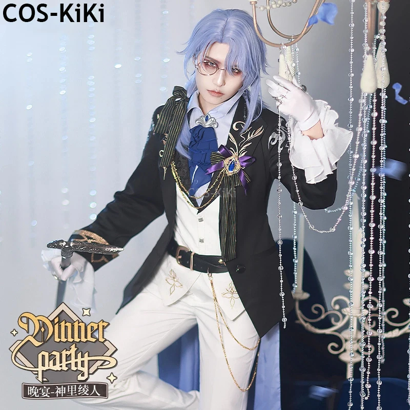 

COS-KiKi Genshin Impact Kamisato Ayato Dinner Party Game Suit Gorgeous Handsome Cosplay Costume Halloween Party Role Play Outfit