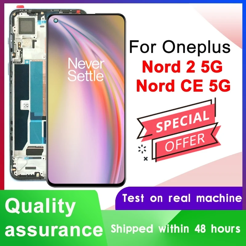 Fluid AMOLED For OnePlus Nord 2 5G DN2101 DN2103 LCD Display Touch Screen Digitizer For OnePlus Nord CE 5G EB2101 EB2103 LCD