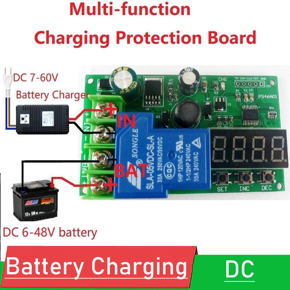 DC 12V 24V 36V 48V 60V Lead-acid Lithium Battery Charging Protection Board car batteries charger automatic start-stop module