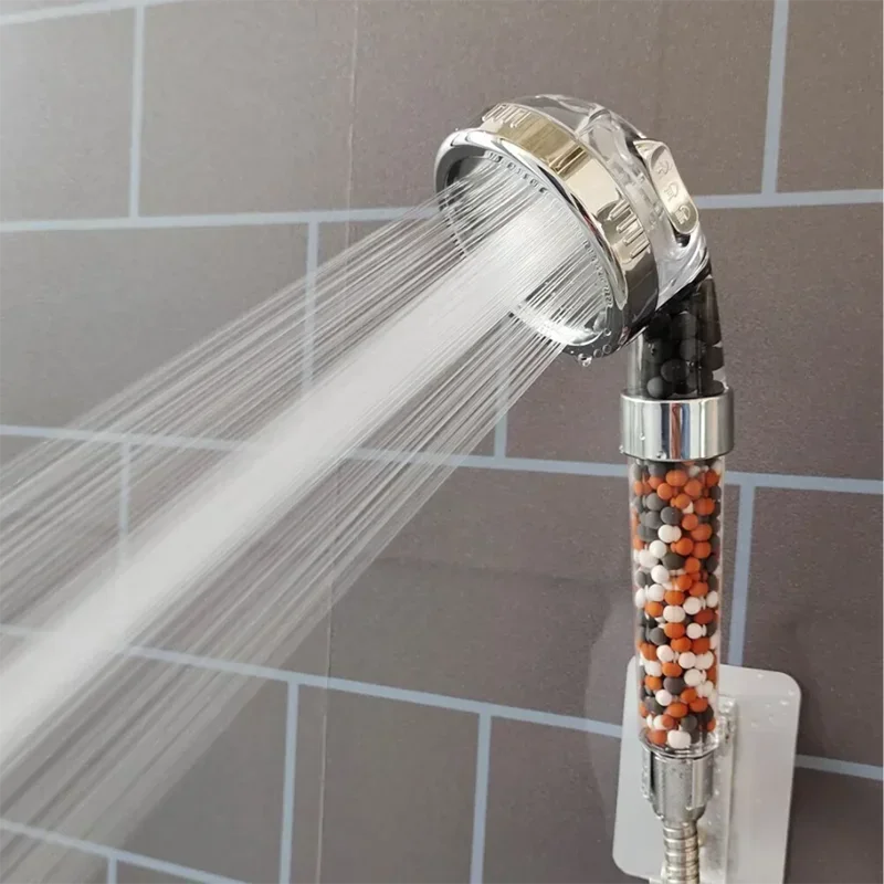 고압 스파 샤워헤드 3 가지 기능 절수 핸드헬드 강우 욕실 액세서리, 음이온 필터 샤워 스파 깍지