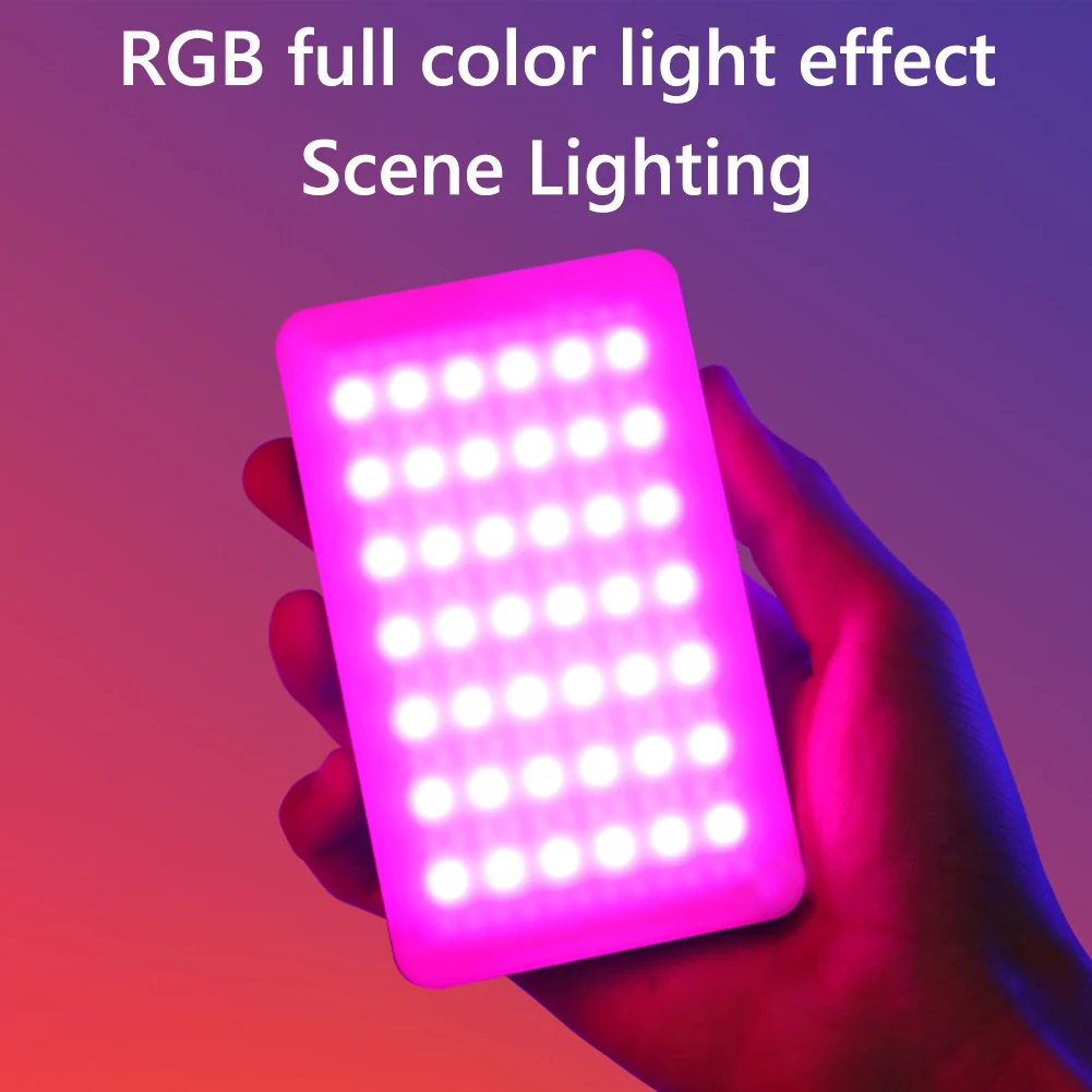 LED Camera Light 2700-6500K RGB Video Light Rechargeable Handheld Fill Light Portable Light Panel for Photography Vlogging