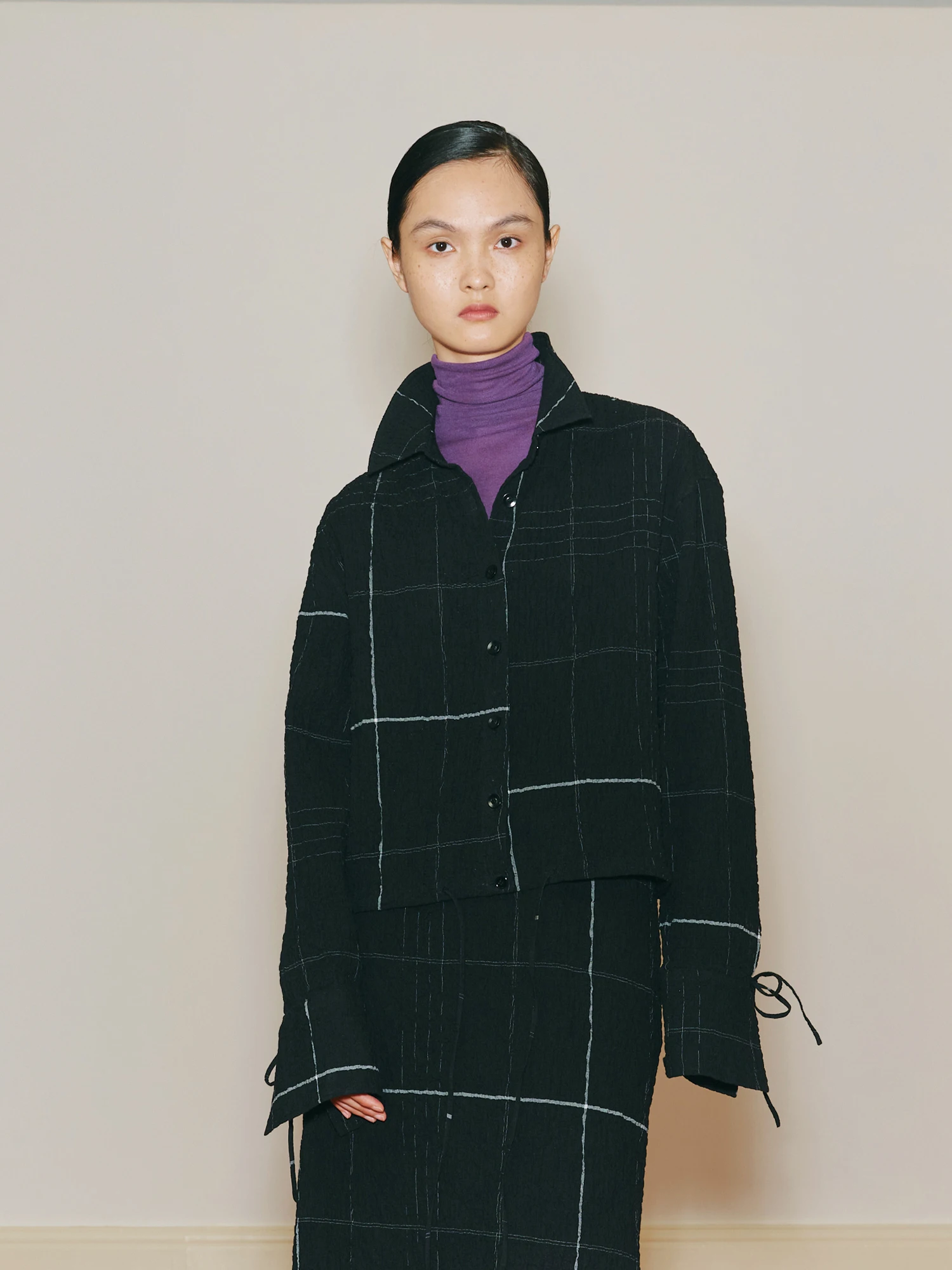 

Женский топ PBlueDot из смесового хлопка с плиссированной текстурой, новинка осени 2025, с завязками, средней длины